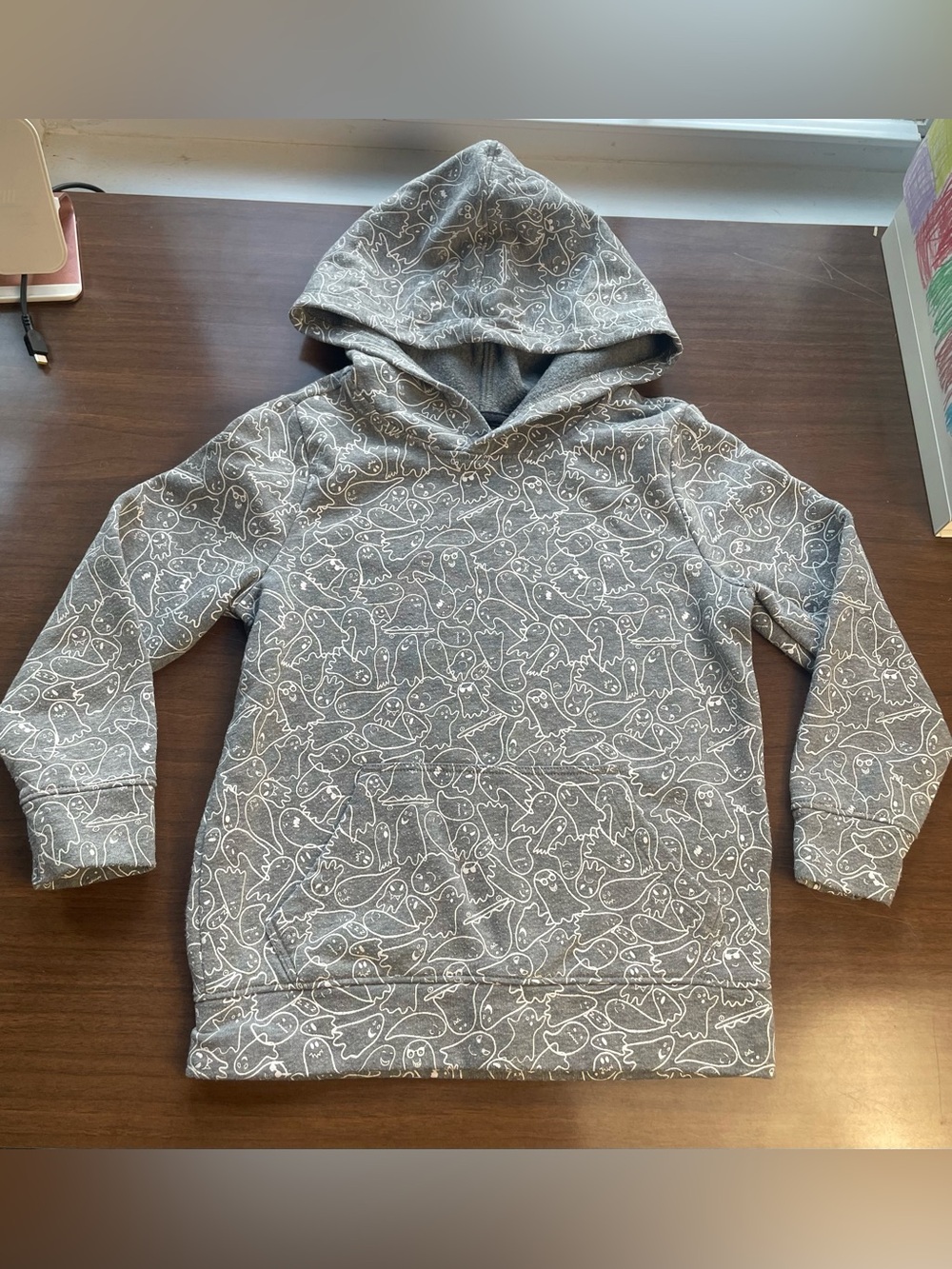Old Navy Kids Grey Ghost-Pattern Hoodie